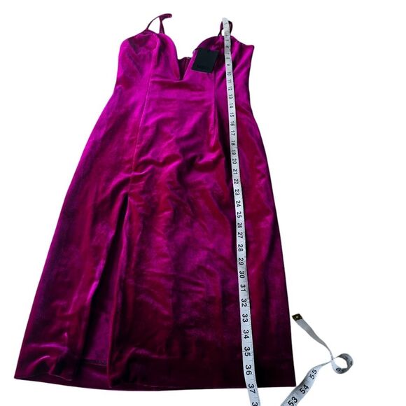 NBD NWT Revolve - Shana Dress Magenta Velvet Low Cut Side Slit Women's Small - Picture 11 of 12